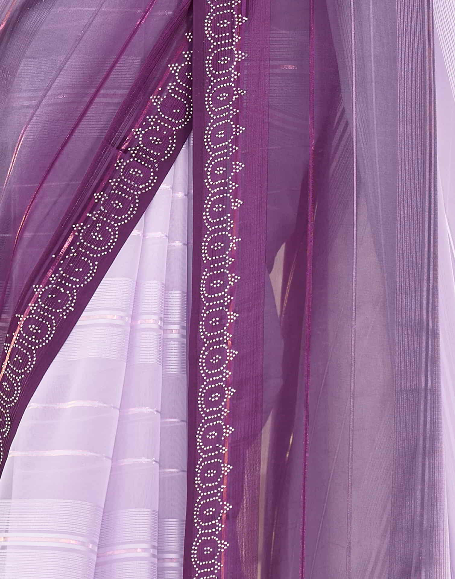 Purple Swarovski Georgette Stone Work Saree