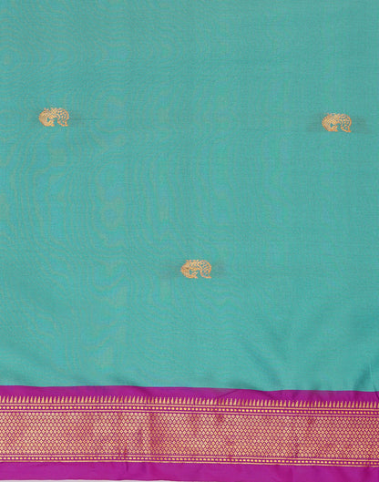 Turquoise Kanjivaram Silk Woven Saree