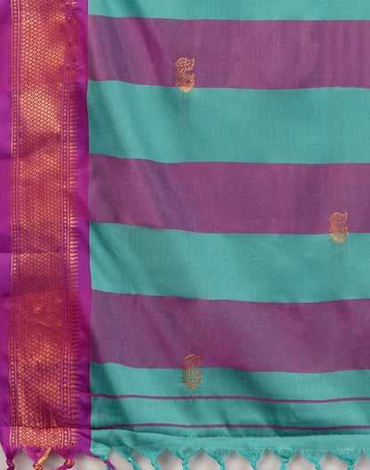 Turquoise Kanjivaram Silk Woven Saree