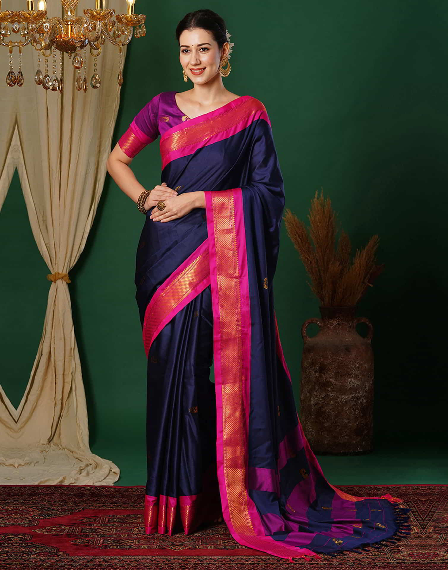 Blue Kanjivaram Silk Woven Saree