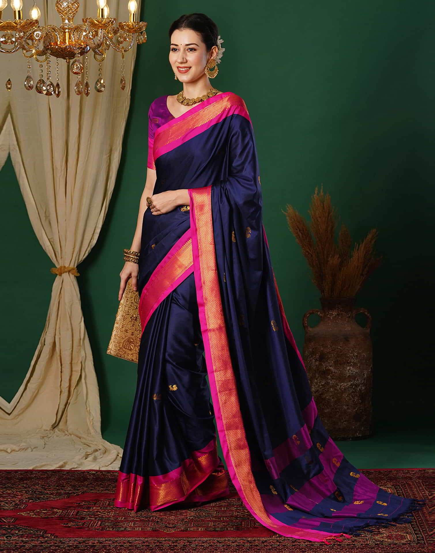 Blue Kanjivaram Silk Woven Saree