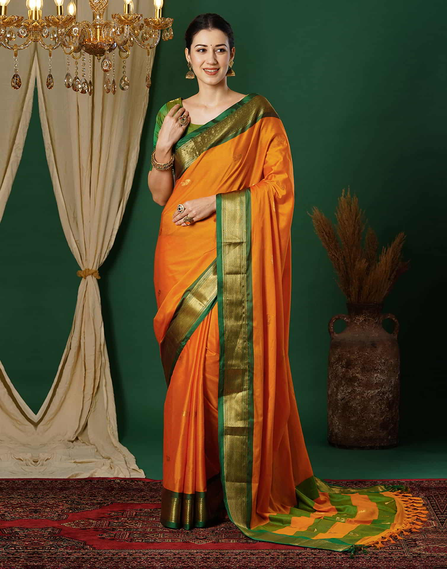 Turmeric Yellow Silk Woven Kanjivaram  Saree