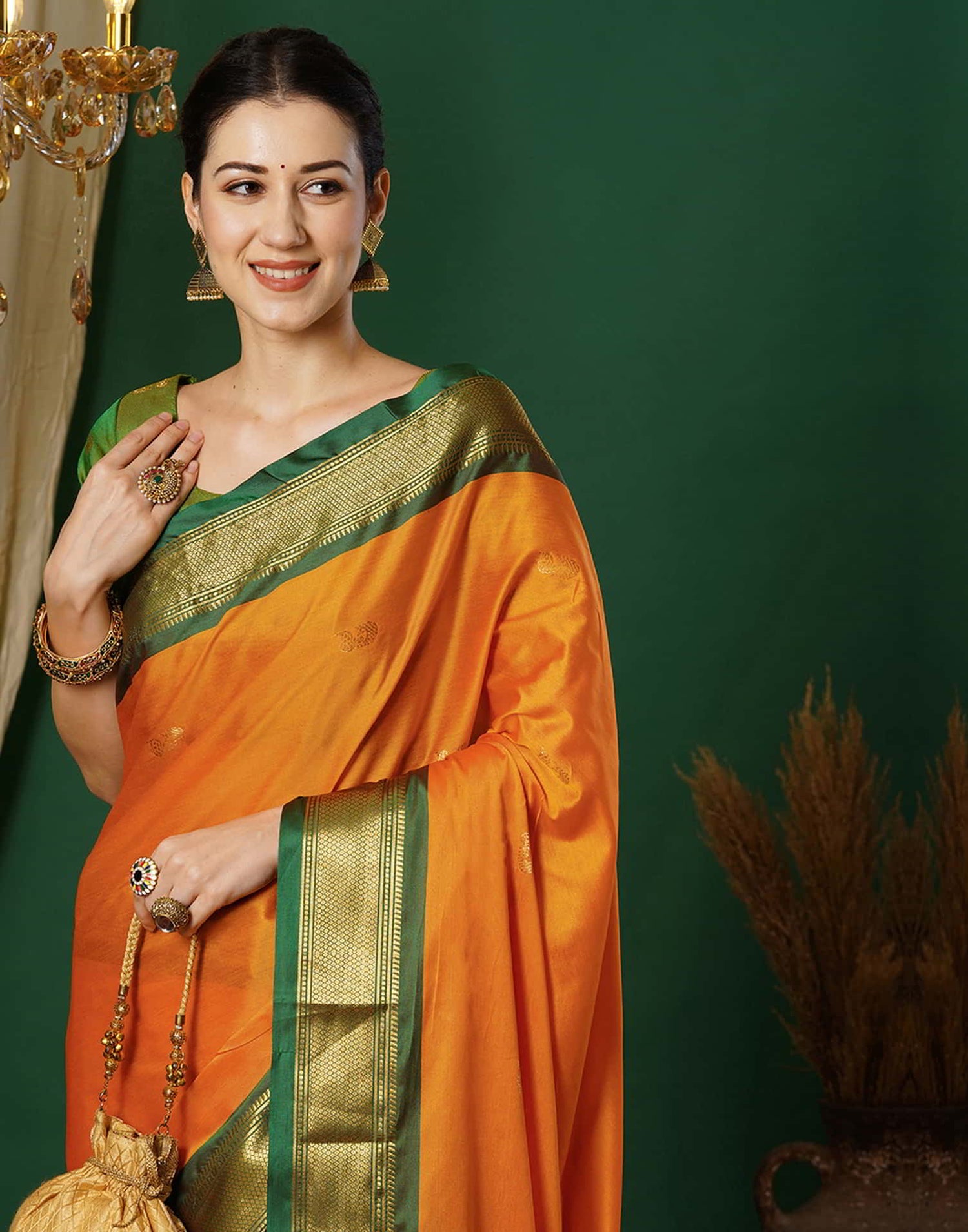 Yellow Kanjivaram Silk Woven Saree