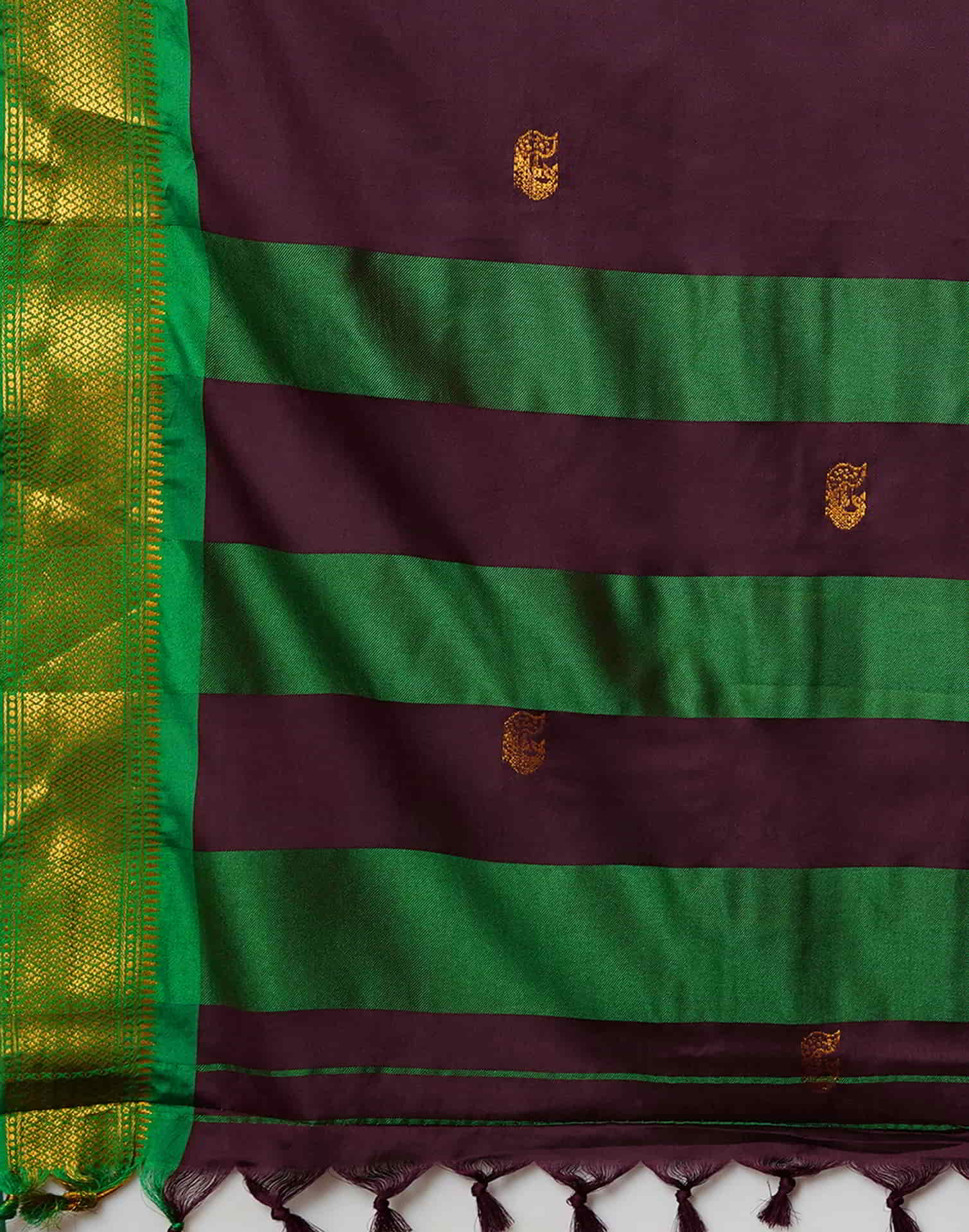 Wine Kanjivaram Silk Woven Saree