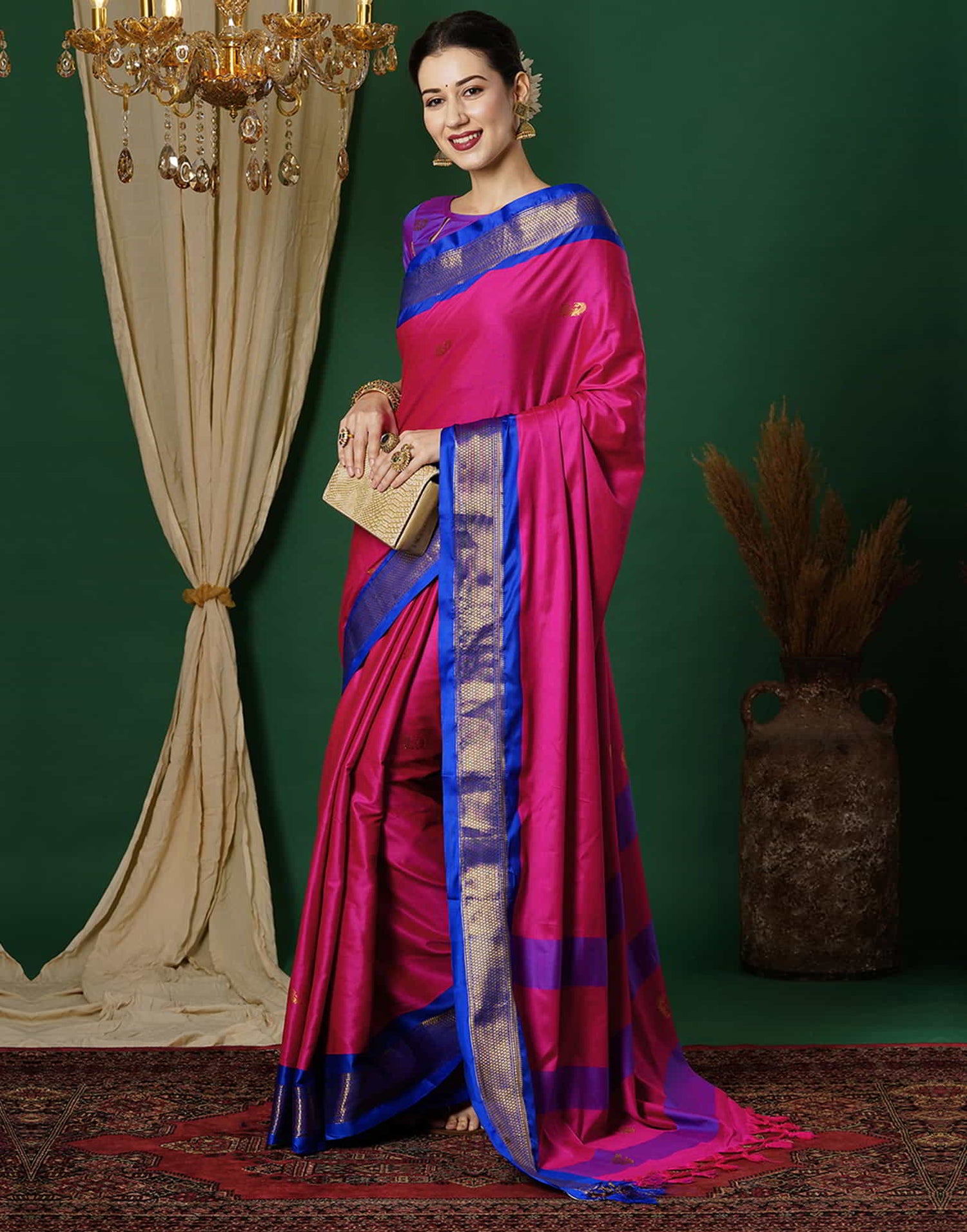 Pink Kanjivaram Silk Woven Saree