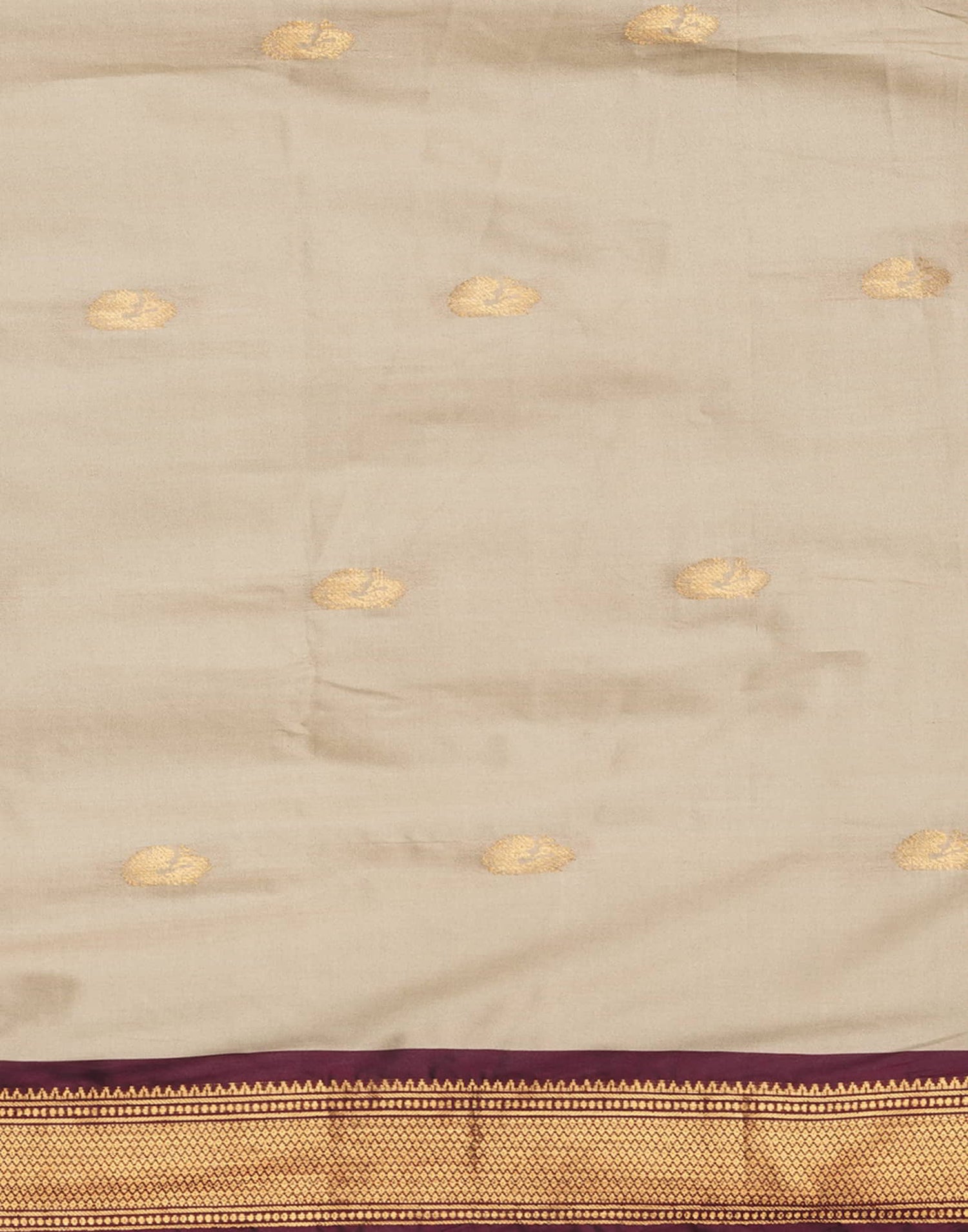 Beige Kanjivaram Silk Woven Saree