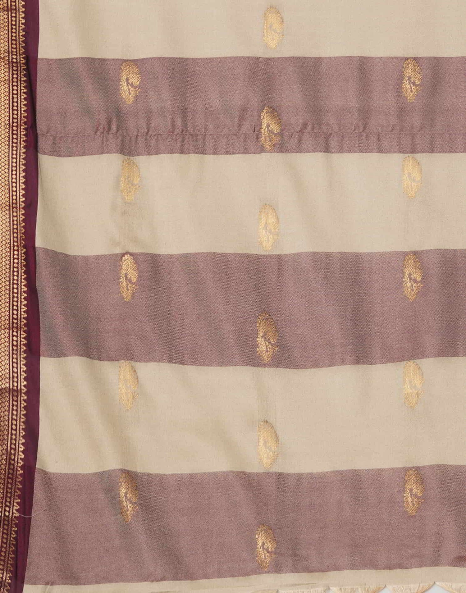 Beige Kanjivaram Silk Woven Saree