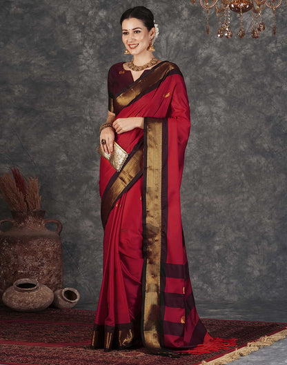 Red Kanjivaram Silk Woven Saree