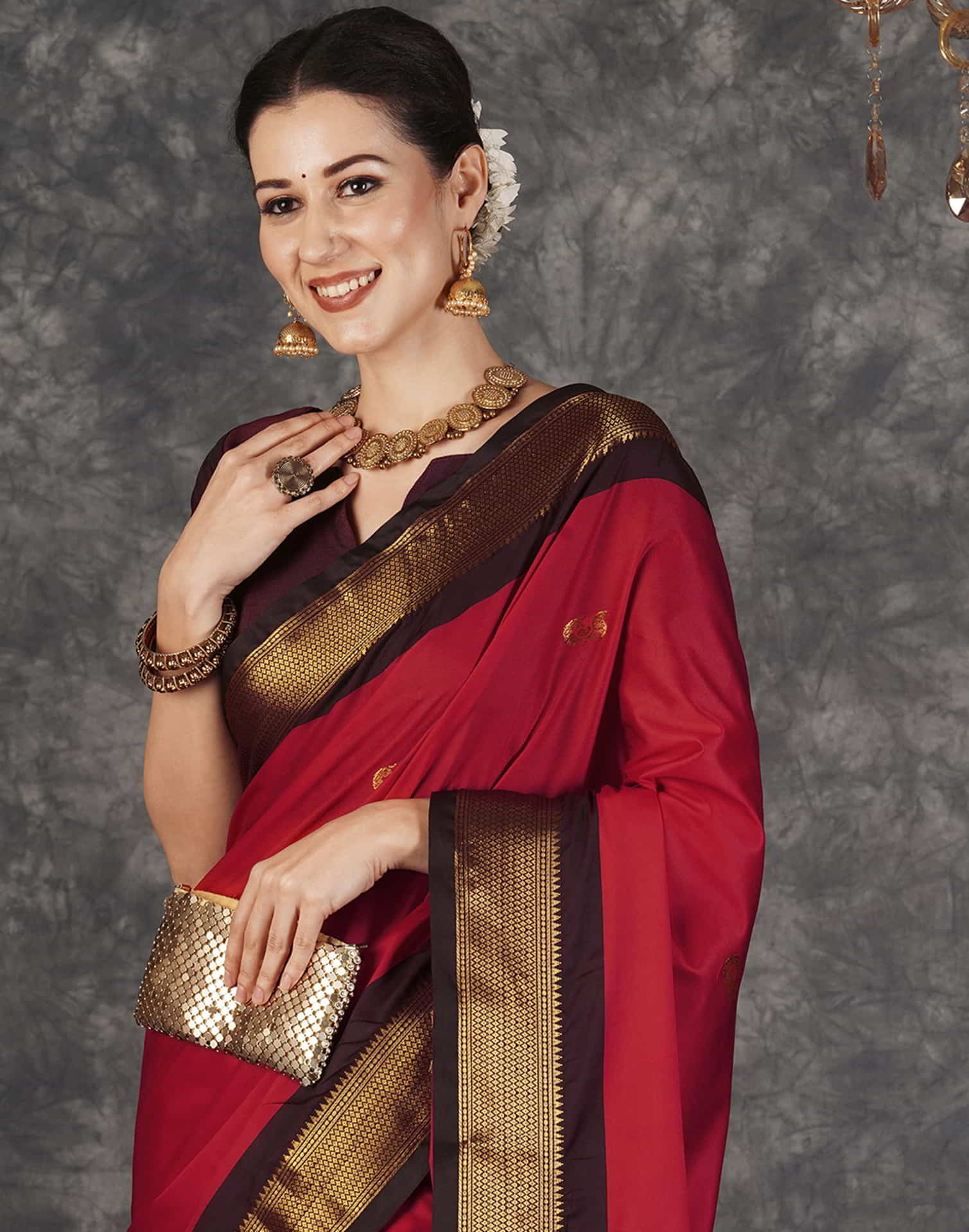 Red Kanjivaram Silk Woven Saree