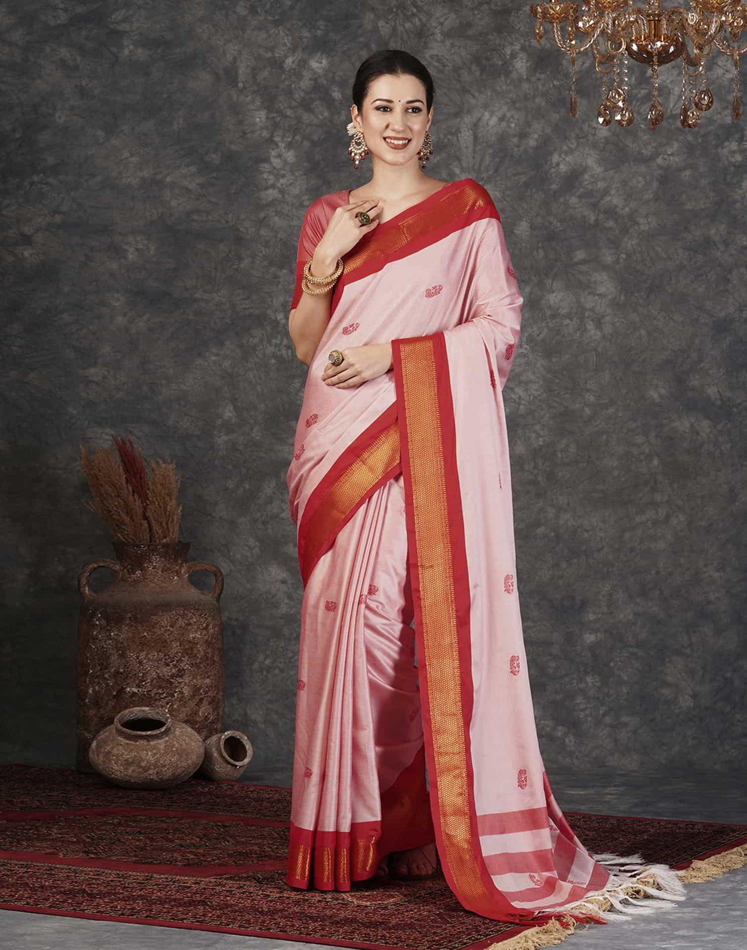 Pink Kanjivaram Silk Woven Saree