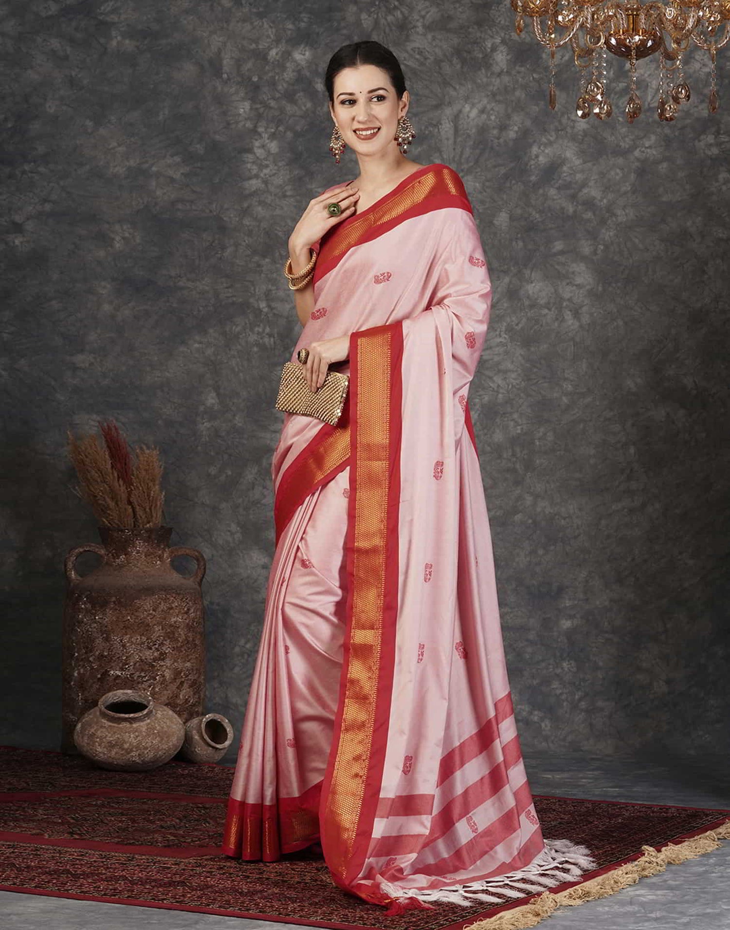 Pink Kanjivaram Silk Woven Saree