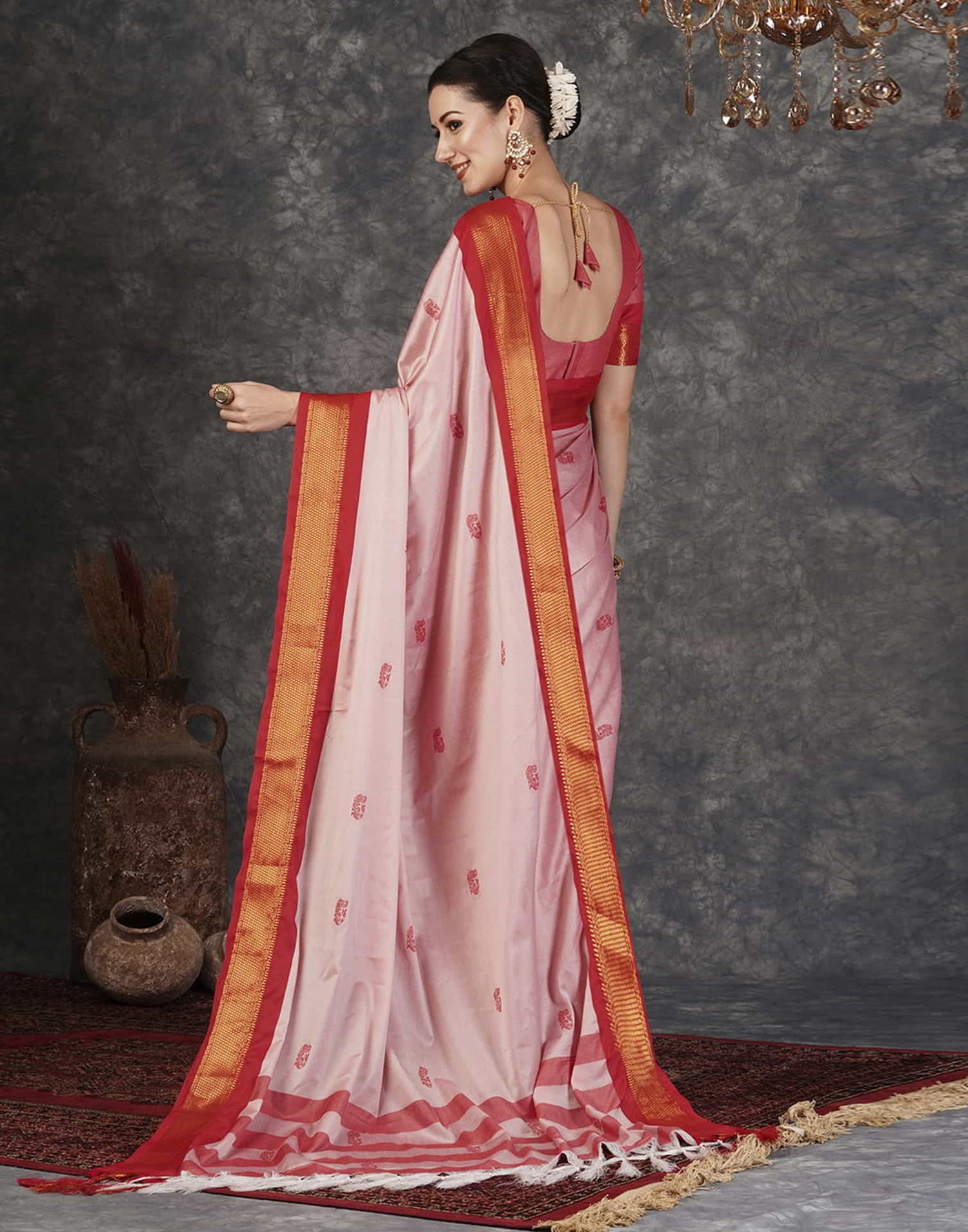 Pink Kanjivaram Silk Woven Saree