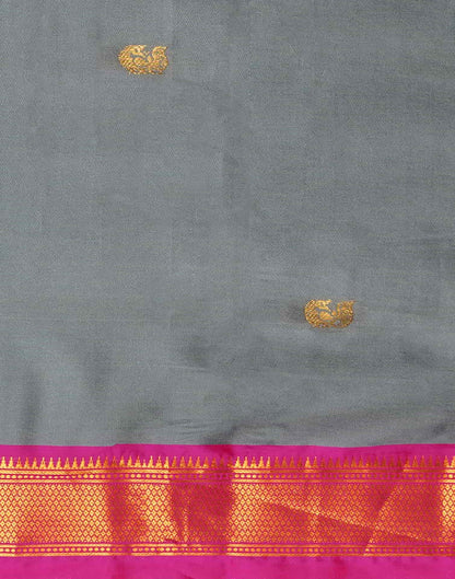 Grey Kanjivaram Silk Woven Saree