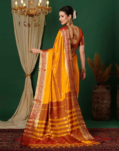 Yellow Kanjivaram Silk Woven Saree