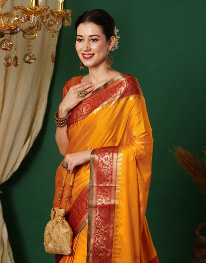 Yellow Kanjivaram Silk Woven Saree