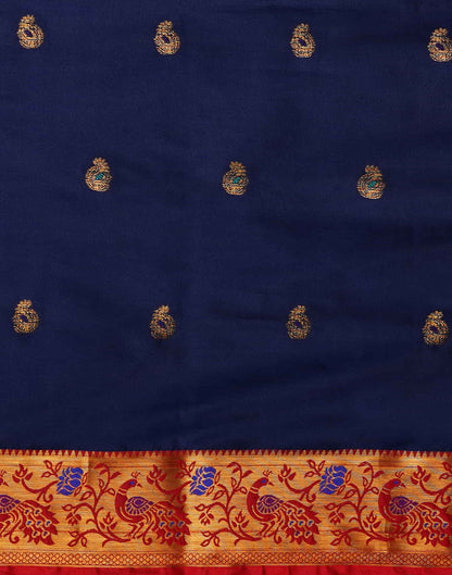 B1G1 Blue Kanjivaram Silk Woven Saree