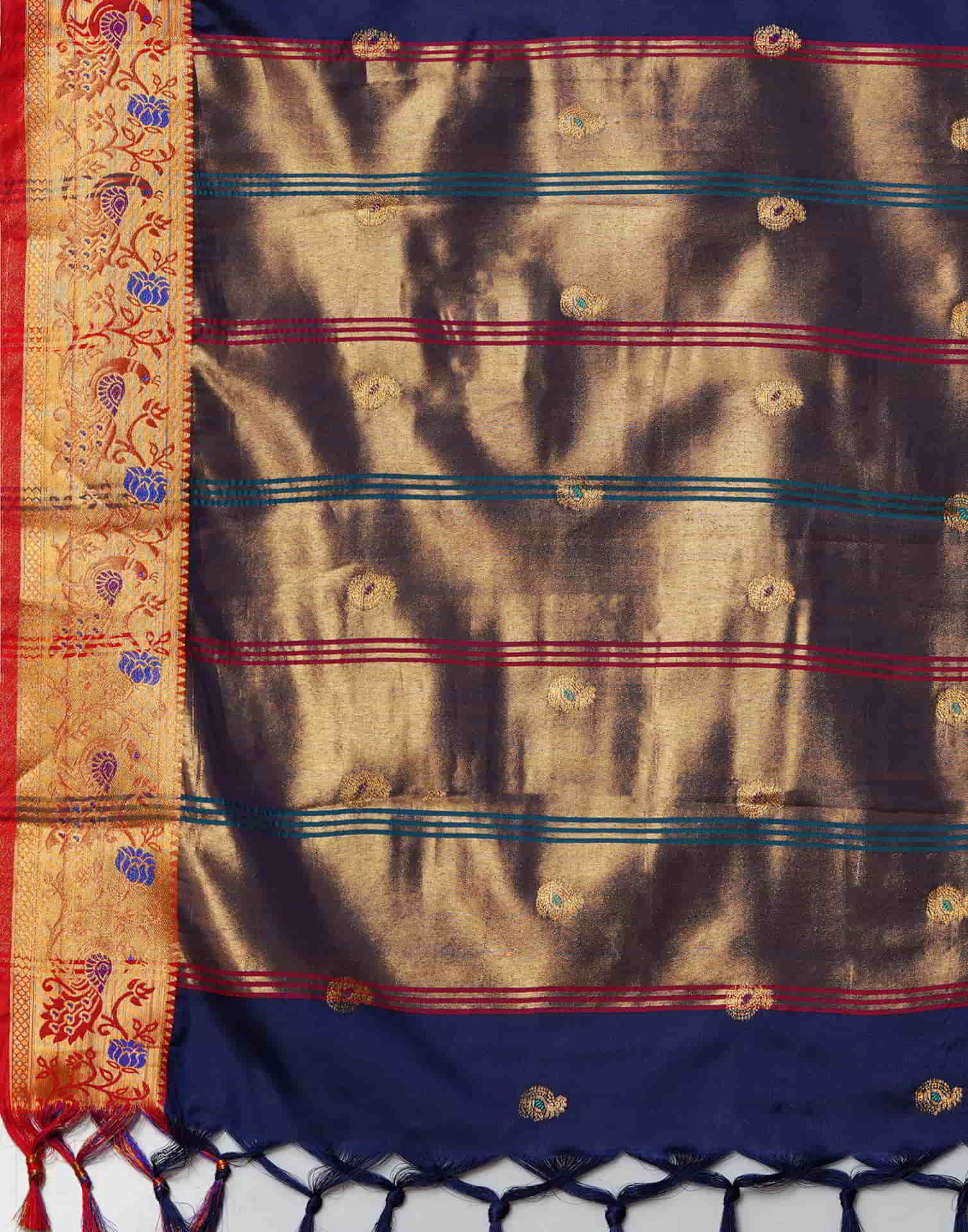 B1G1 Blue Kanjivaram Silk Woven Saree