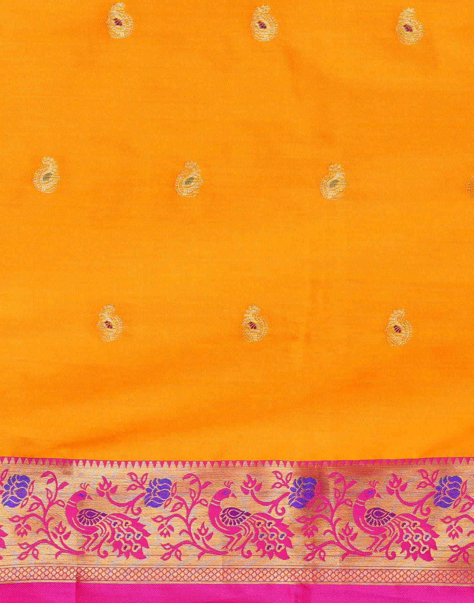 Orange Kanjivaram Silk Woven Saree