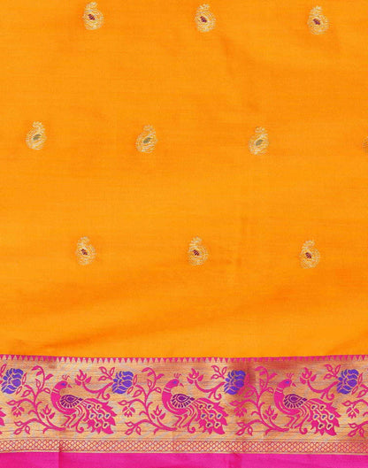 Orange Kanjivaram Silk Woven Saree