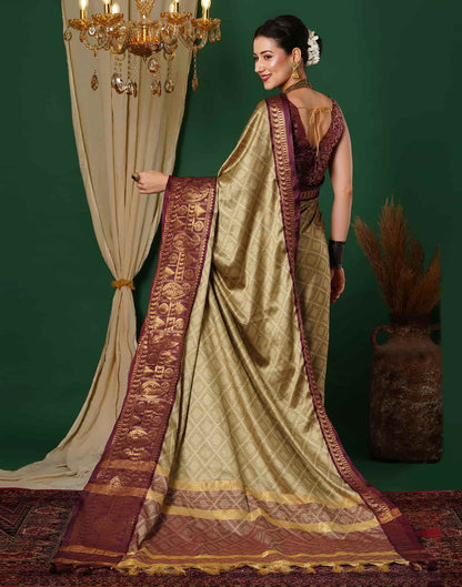 Brown Kanjivaram Silk Woven Saree