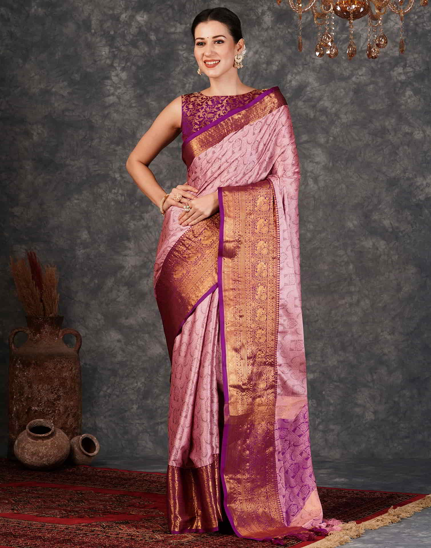 Pink KanjivaramSilk Woven Saree