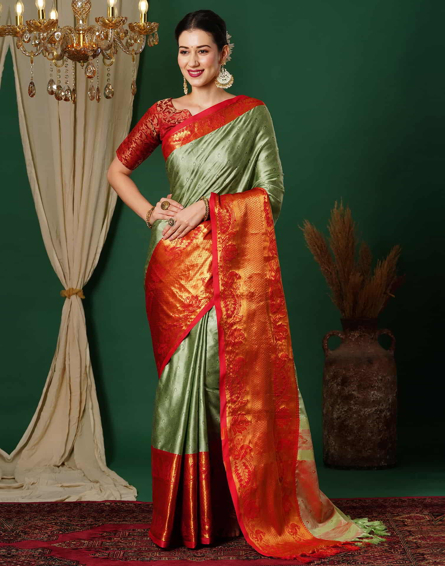 Green Kanjivaram Silk Woven Saree