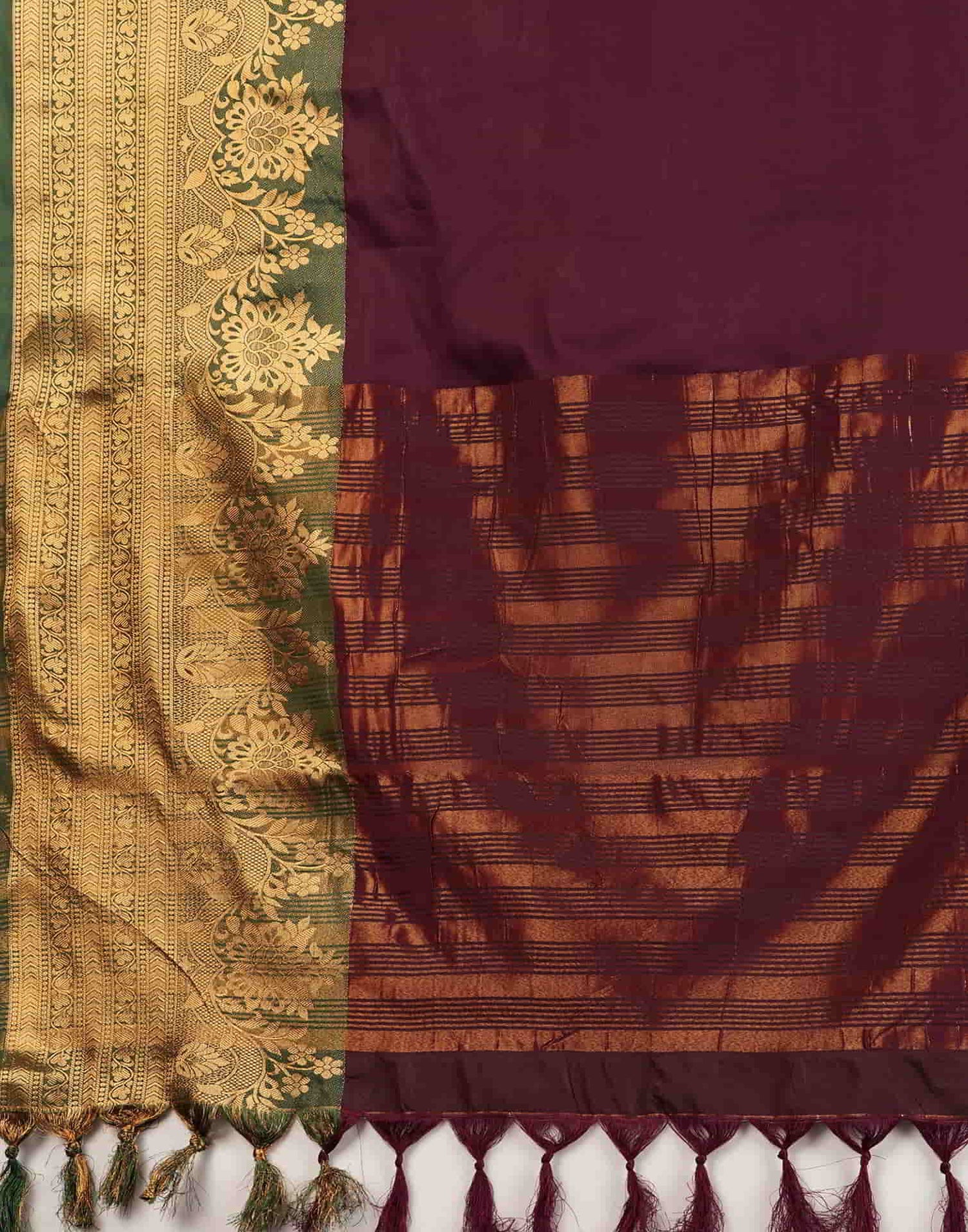 Wine Kanjivaram Silk Woven Saree