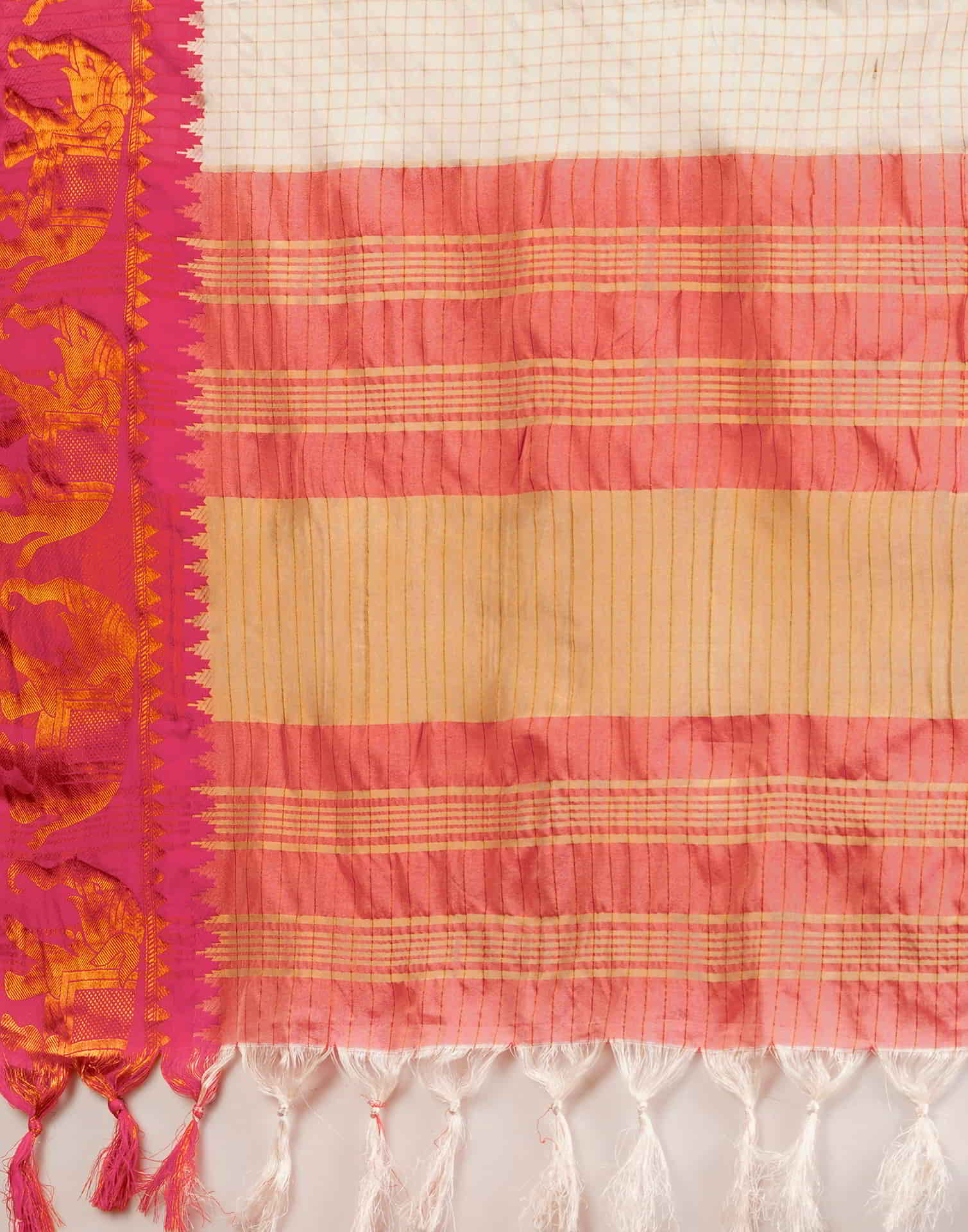 Cream Kanjivaram Silk Woven Saree