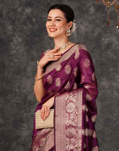 Purple Banarasi Silk Woven Saree