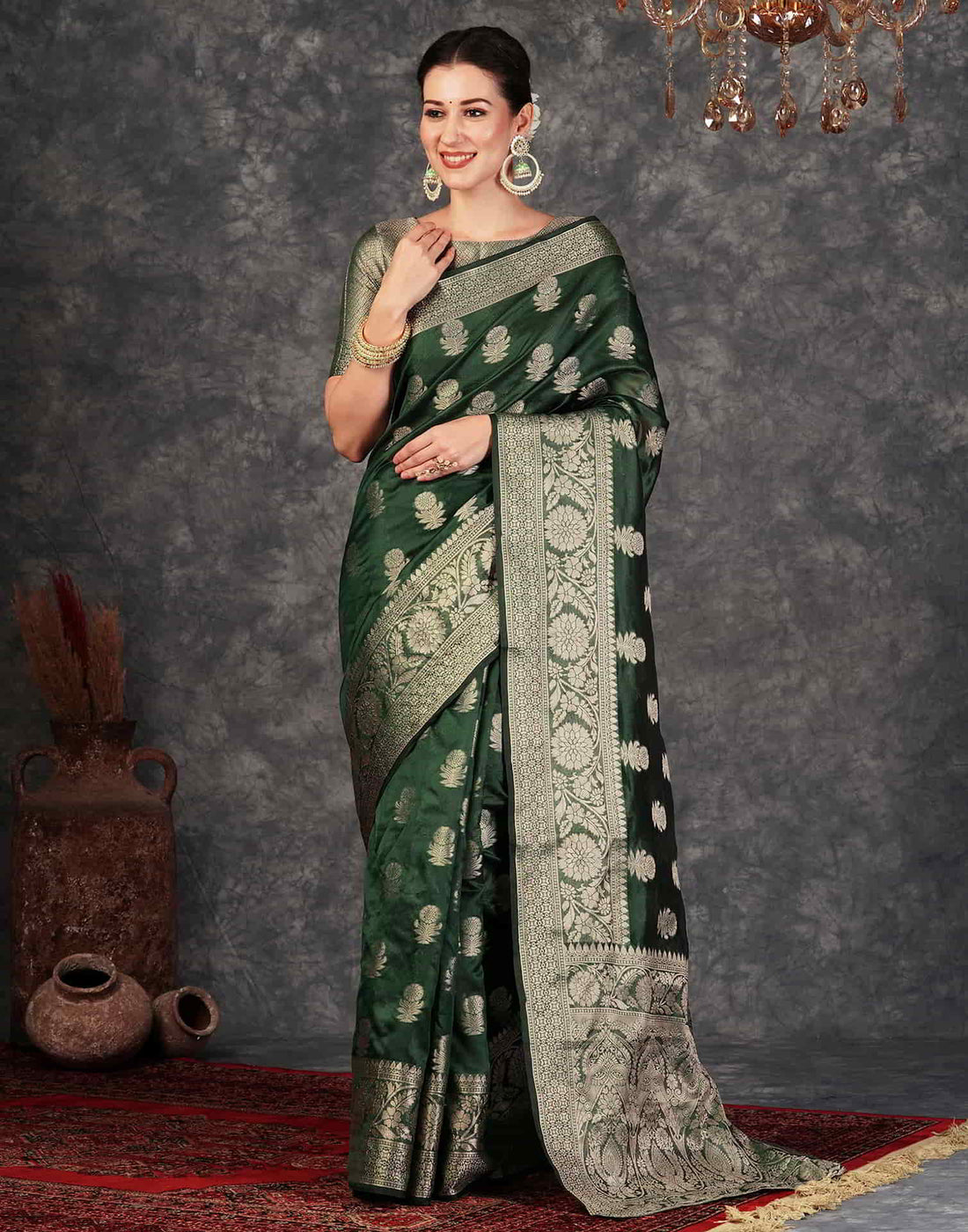 Green Banarasi Silk Woven Saree