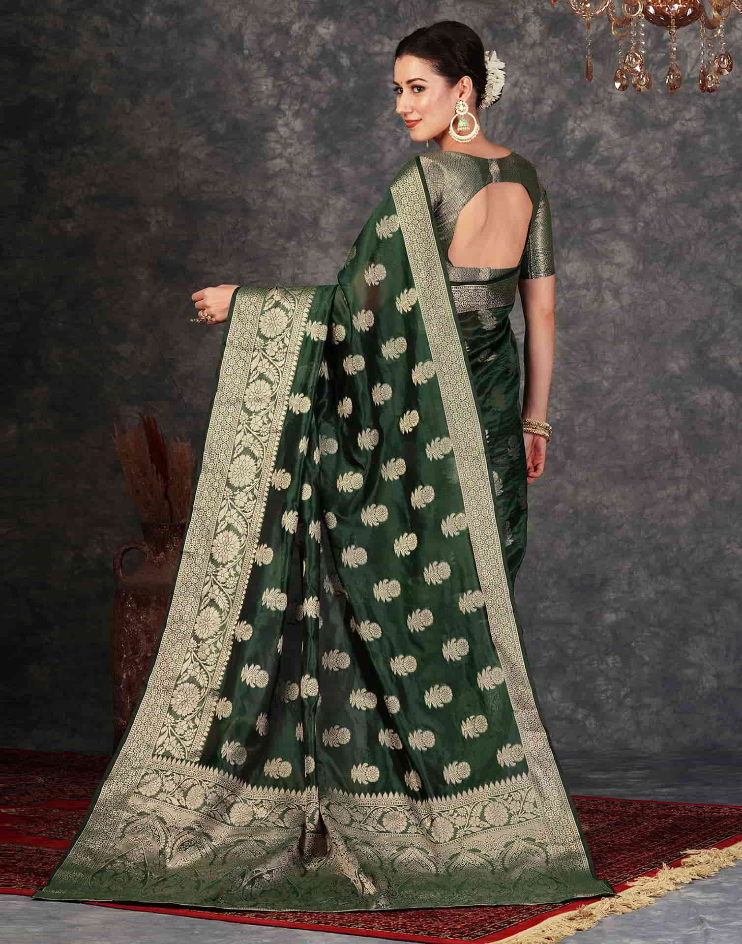 Green Banarasi Silk Woven Saree