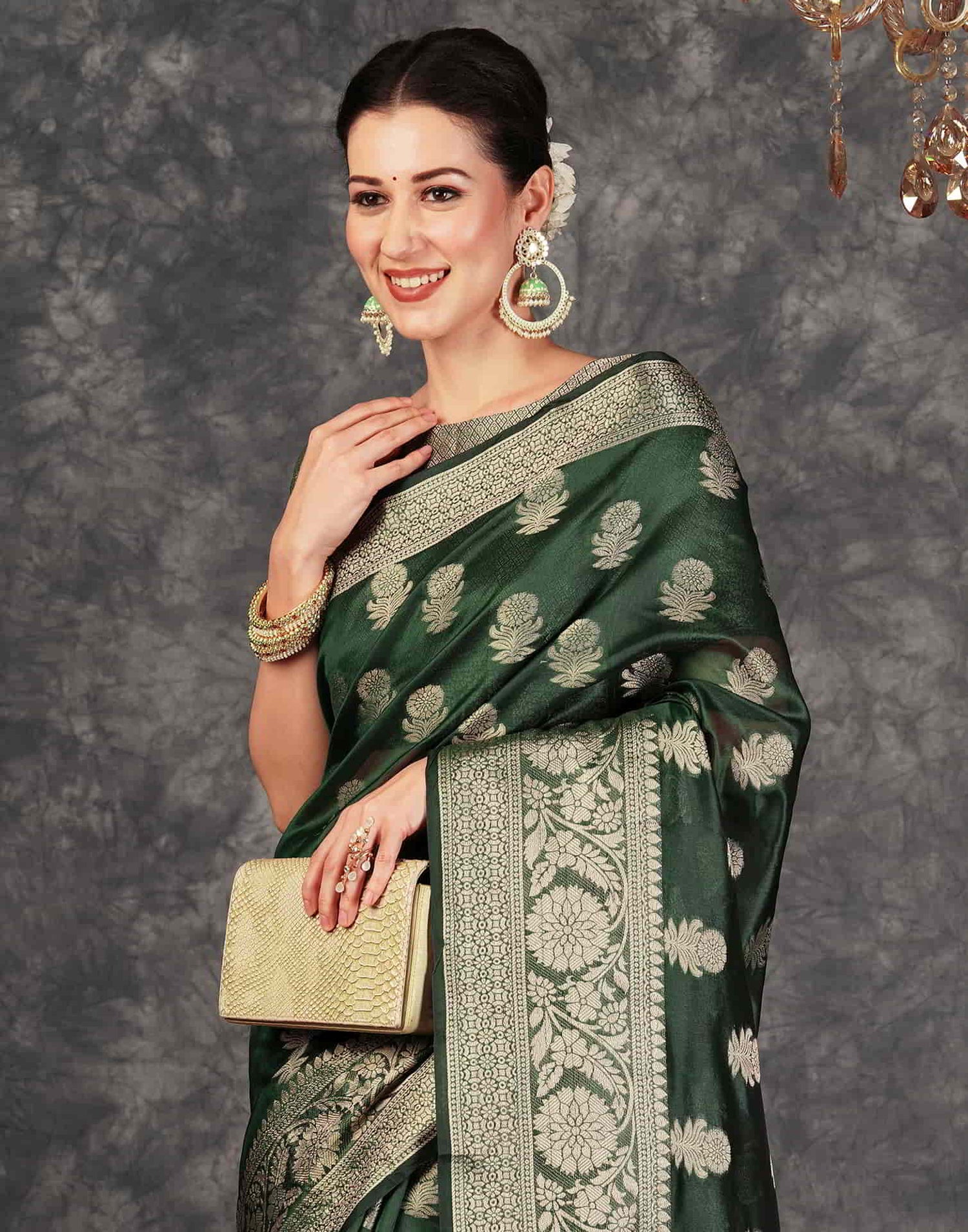 Green Banarasi Silk Woven Saree