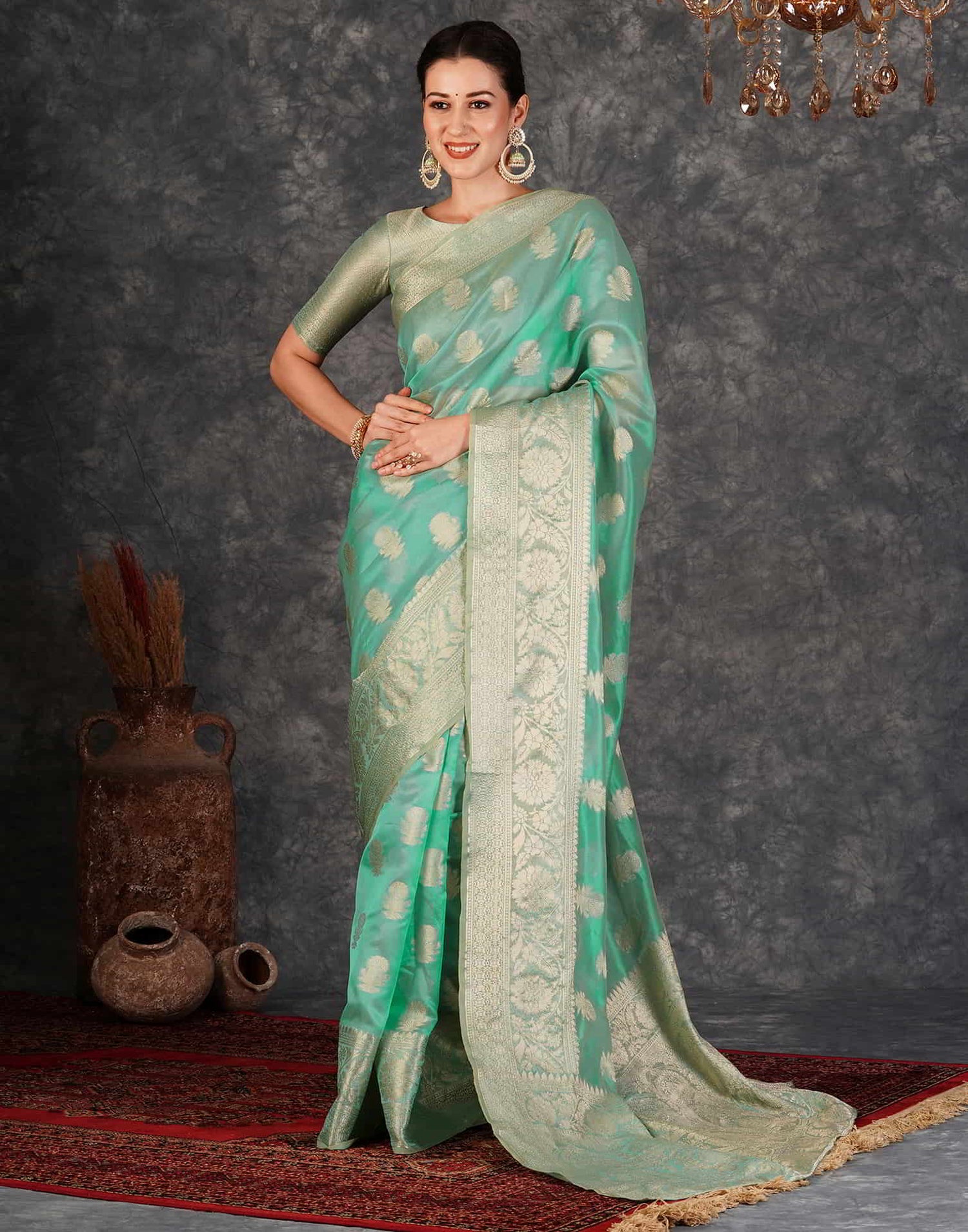 Green Banarasi Silk Woven Saree