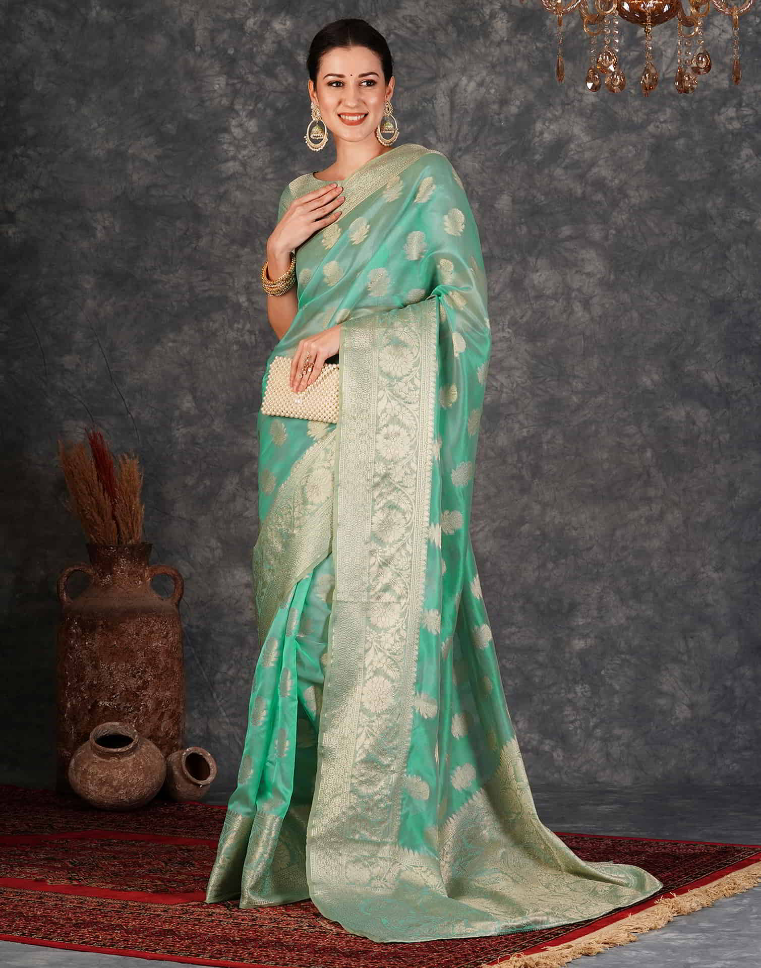 Green Banarasi Silk Woven Saree