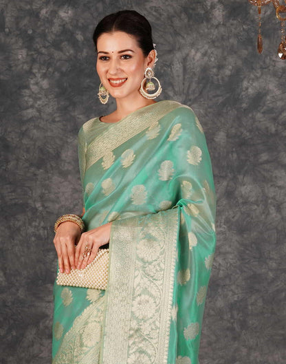 Green Banarasi Silk Woven Saree