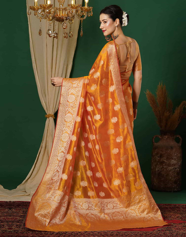 Turmeric Yellow Silk Woven Banarasi Saree