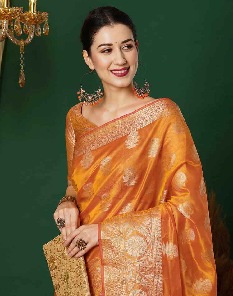 Turmeric Yellow Silk Woven Banarasi Saree