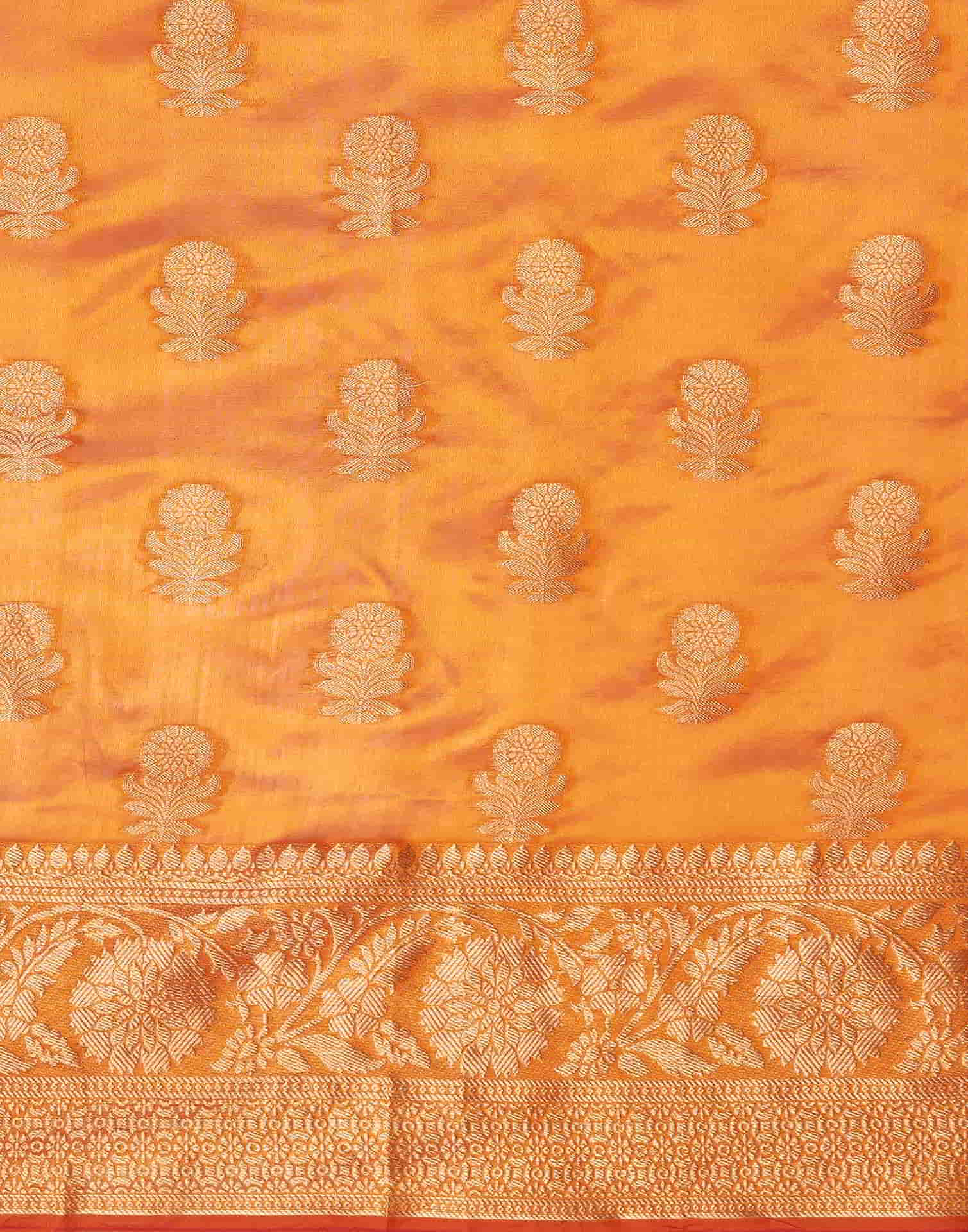 Yellow Banarasi Silk Woven Saree