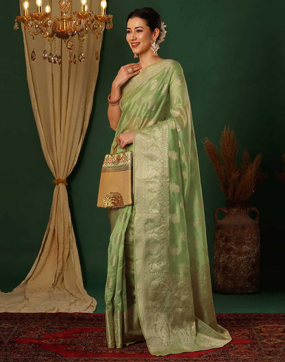 Green Banarasi Silk Woven Saree