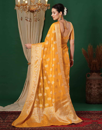 Yellow Banarasi Silk Woven Saree