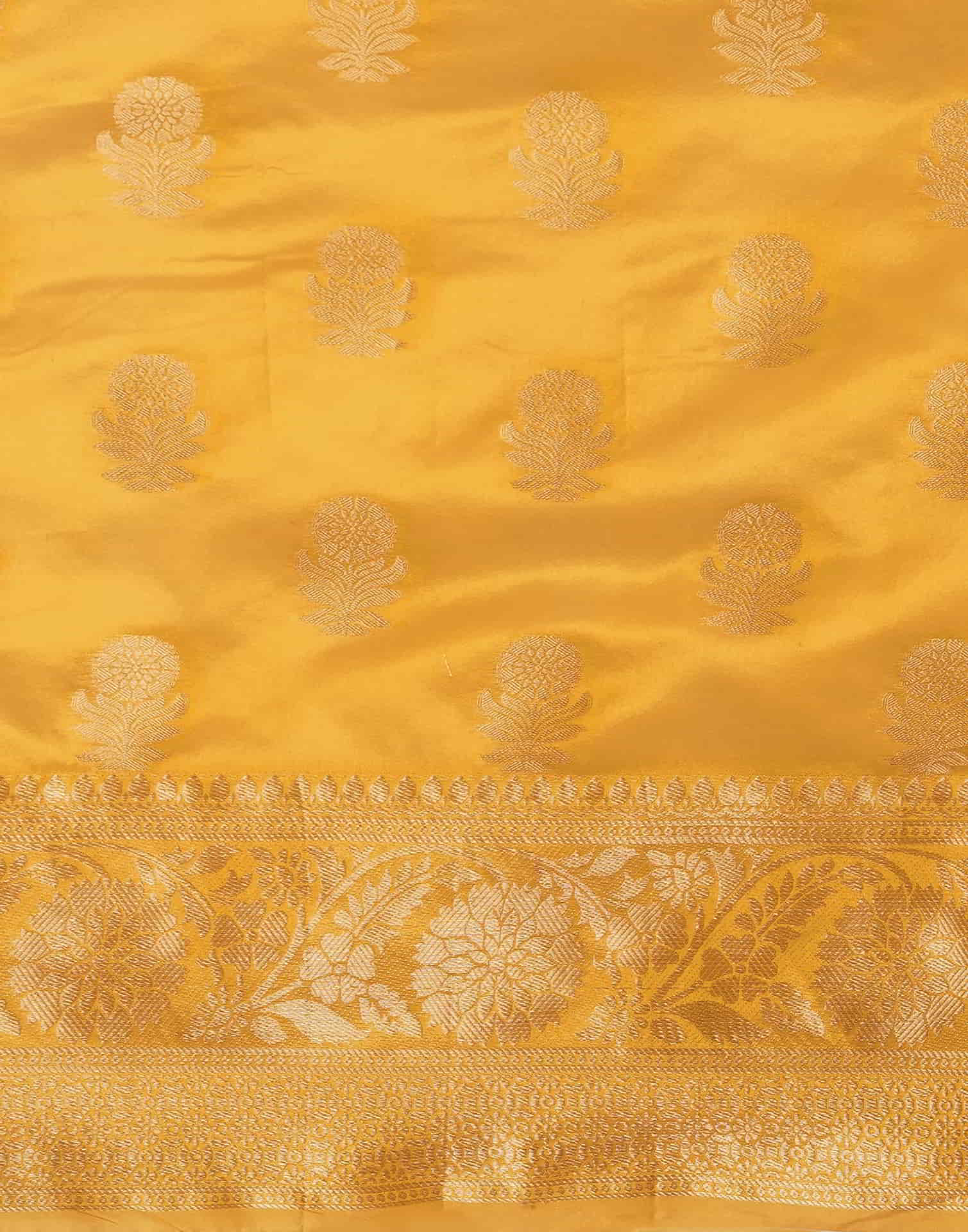 Yellow Banarasi Silk Woven Saree