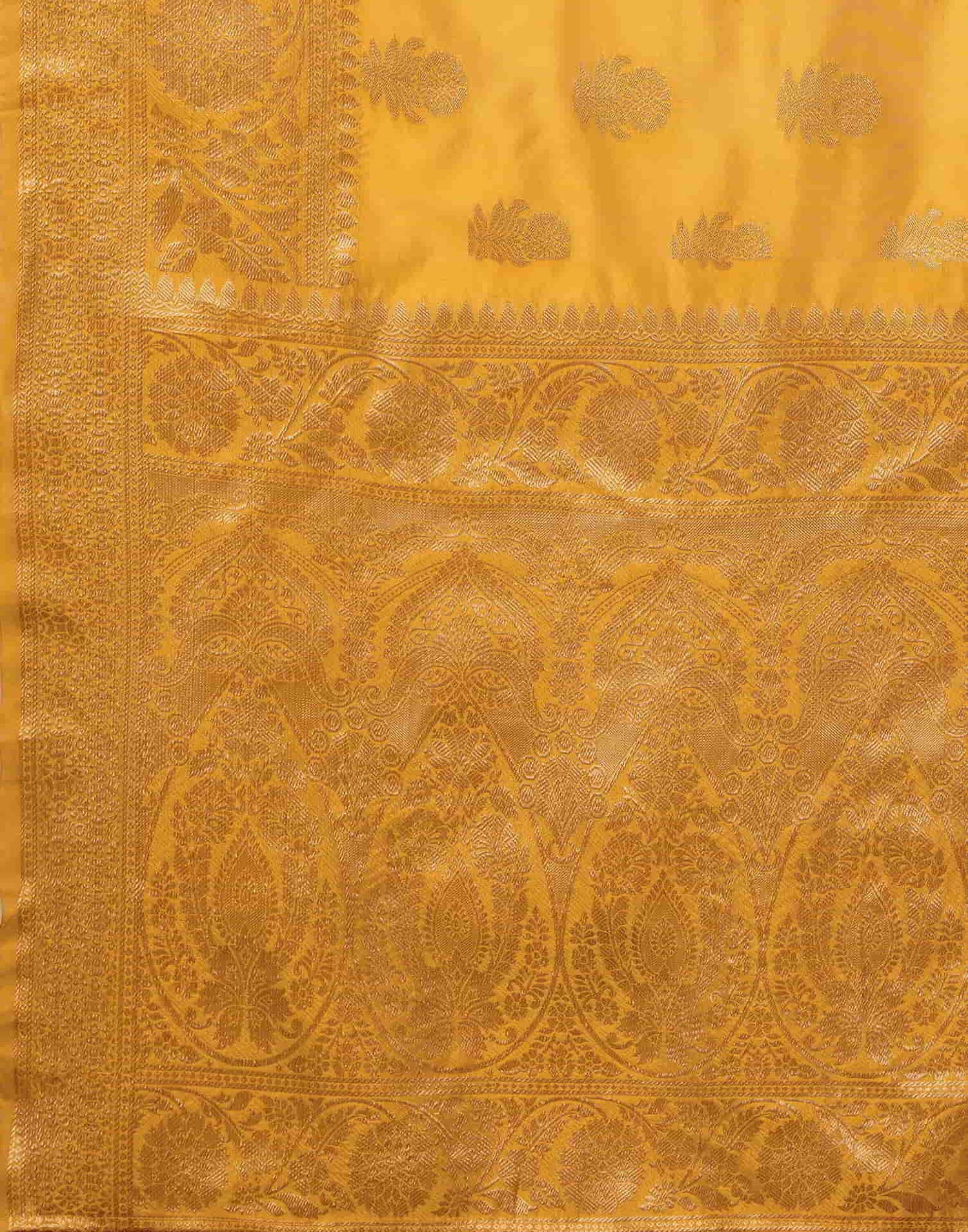 Yellow Banarasi Silk Woven Saree