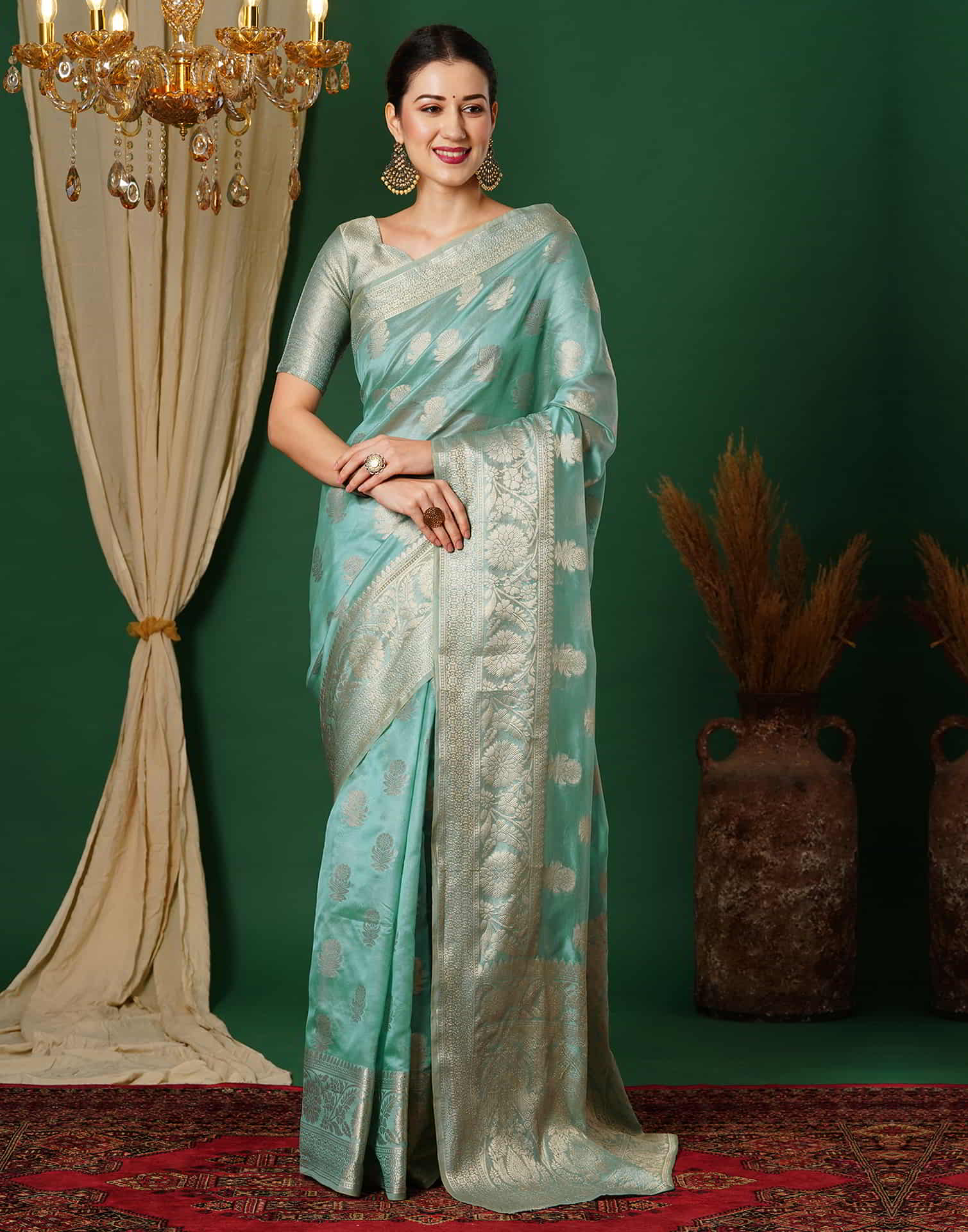 Blue Banarasi Silk Woven Saree