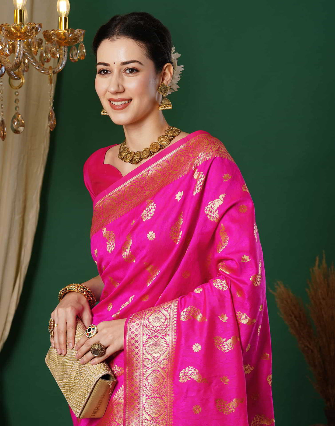 Magenta Banarasi Silk Woven Saree