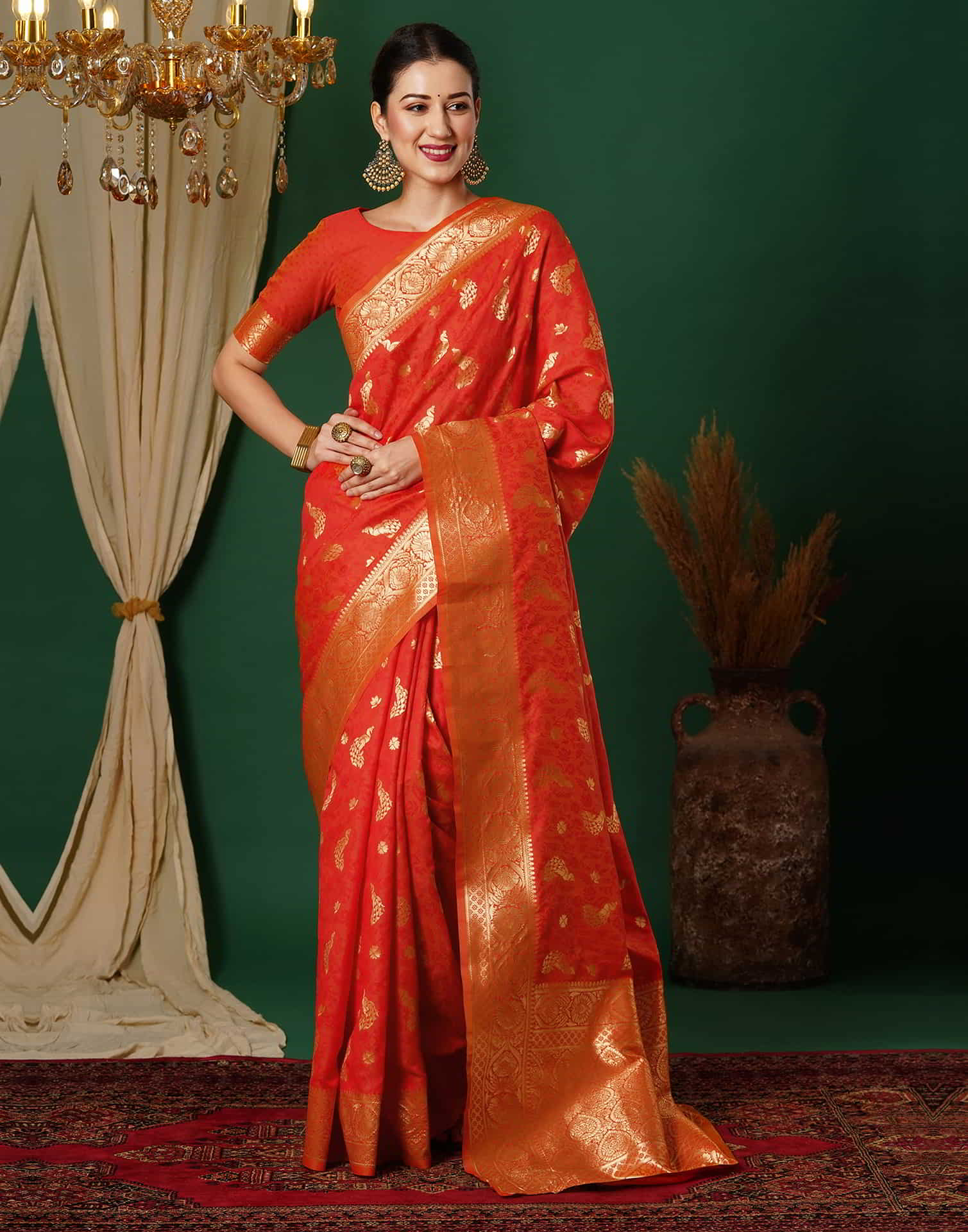 Red Banarasi Silk Woven Saree