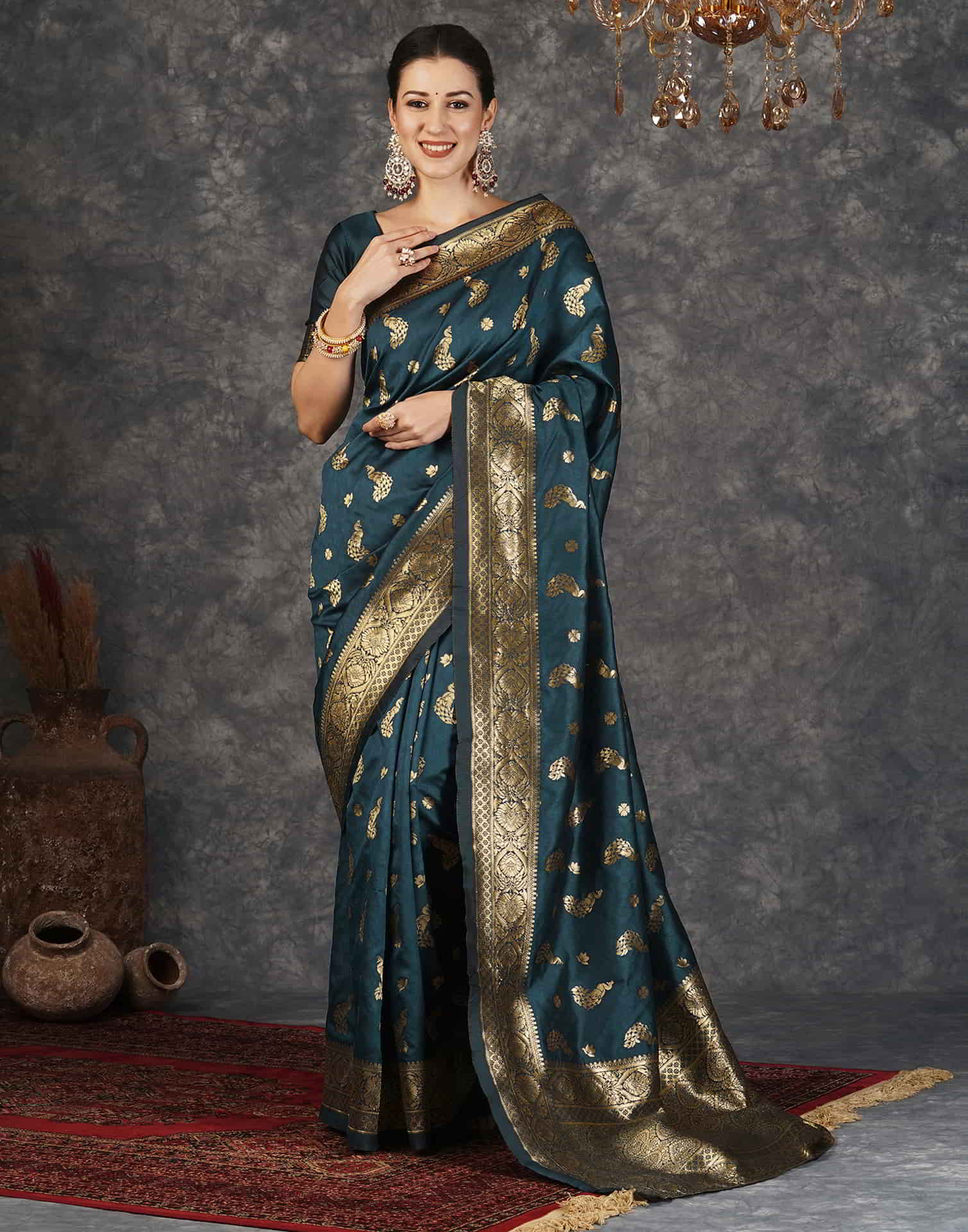 Blue Silk Woven Banarasi Saree