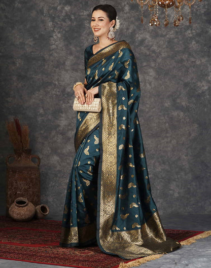 Blue Silk Woven Banarasi Saree