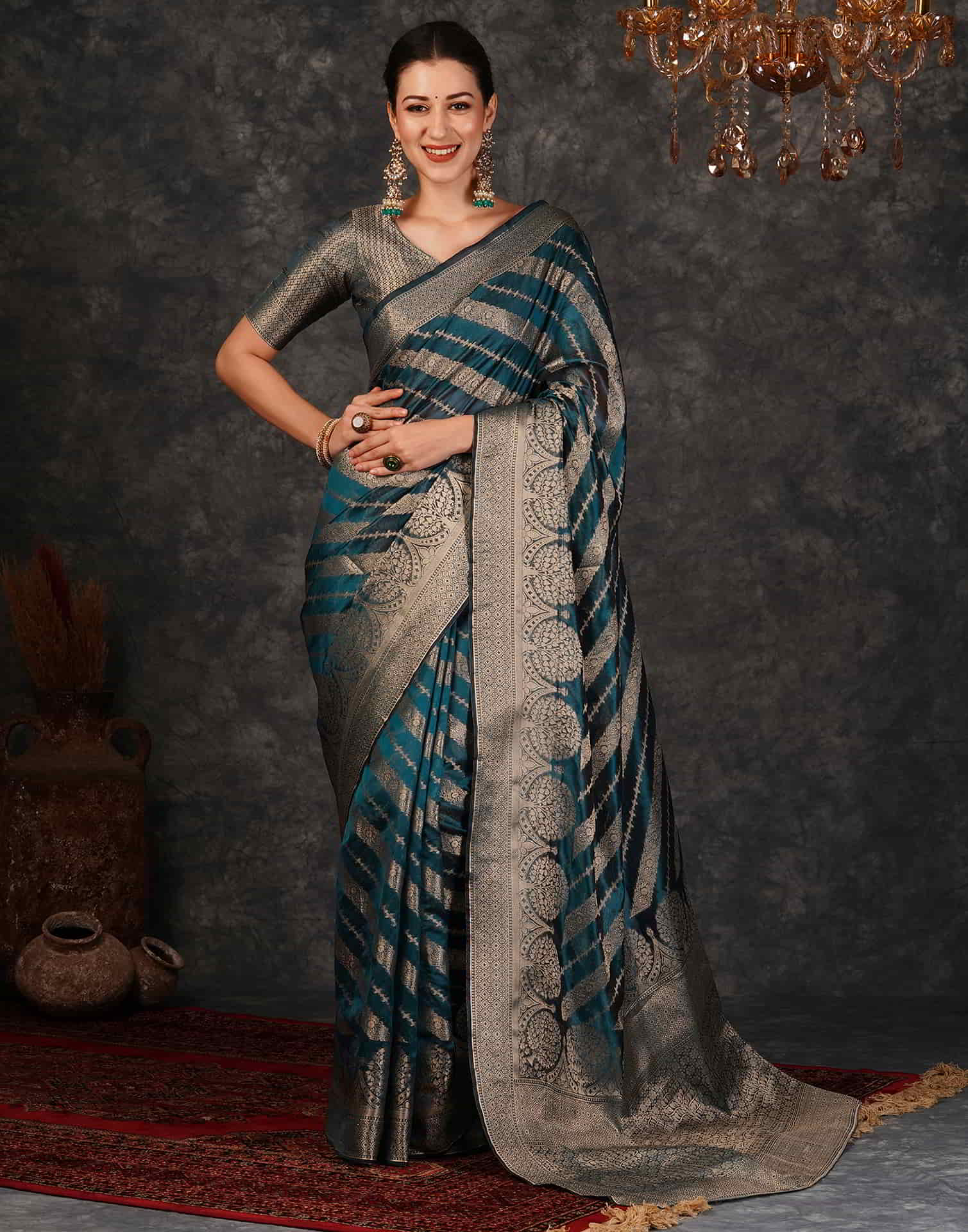 Blue Banarasi Silk Woven Saree