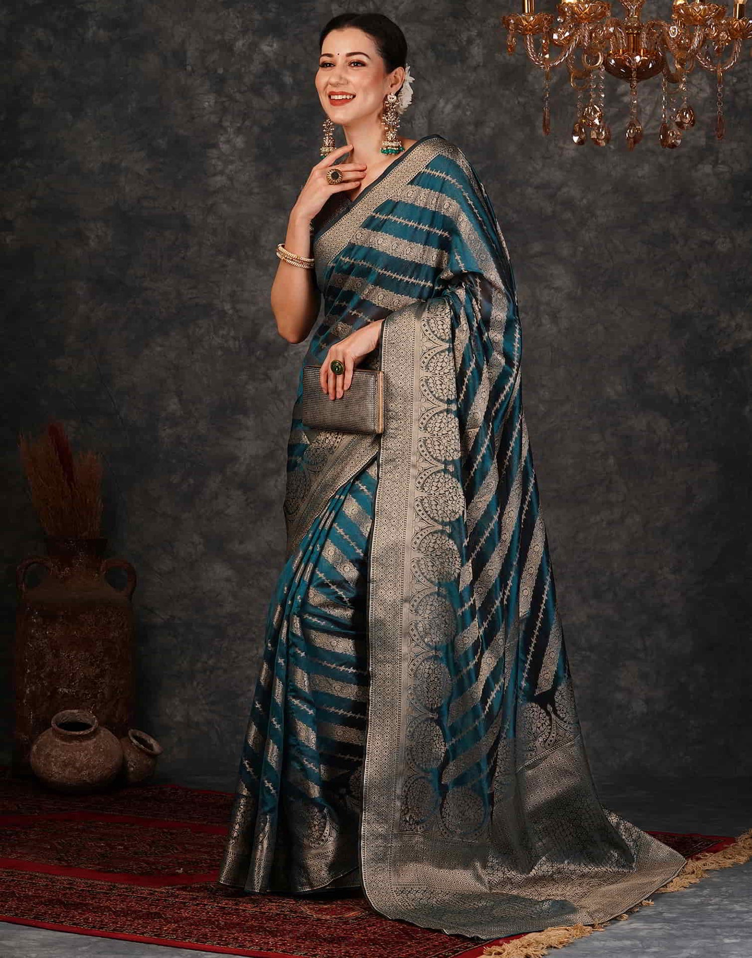 Blue Banarasi Silk Woven Saree