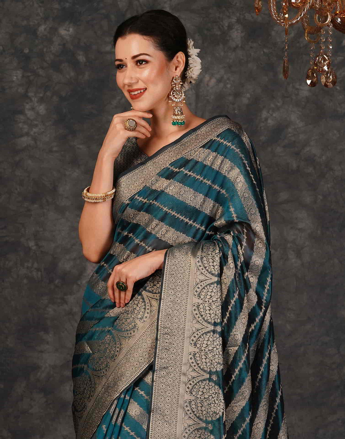 Blue Banarasi Silk Woven Saree